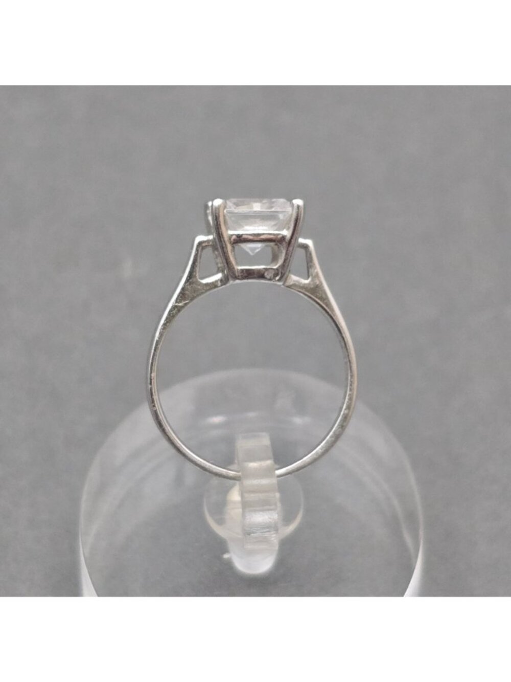 Sterling Silver CZ Princess Cut Solitaire Ring Size 6 Minimalist Wedding Band - Picture 3 of 12